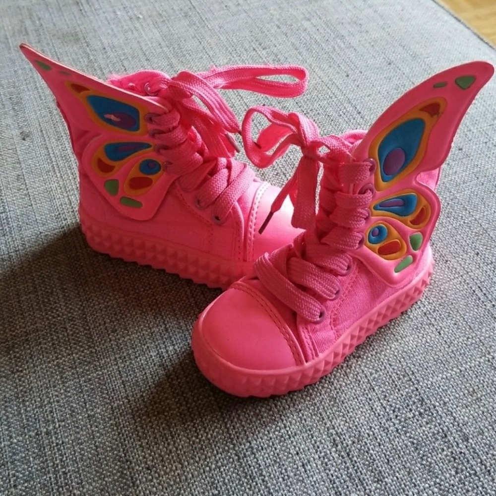 Coco Neon Pink Winged Sneakers